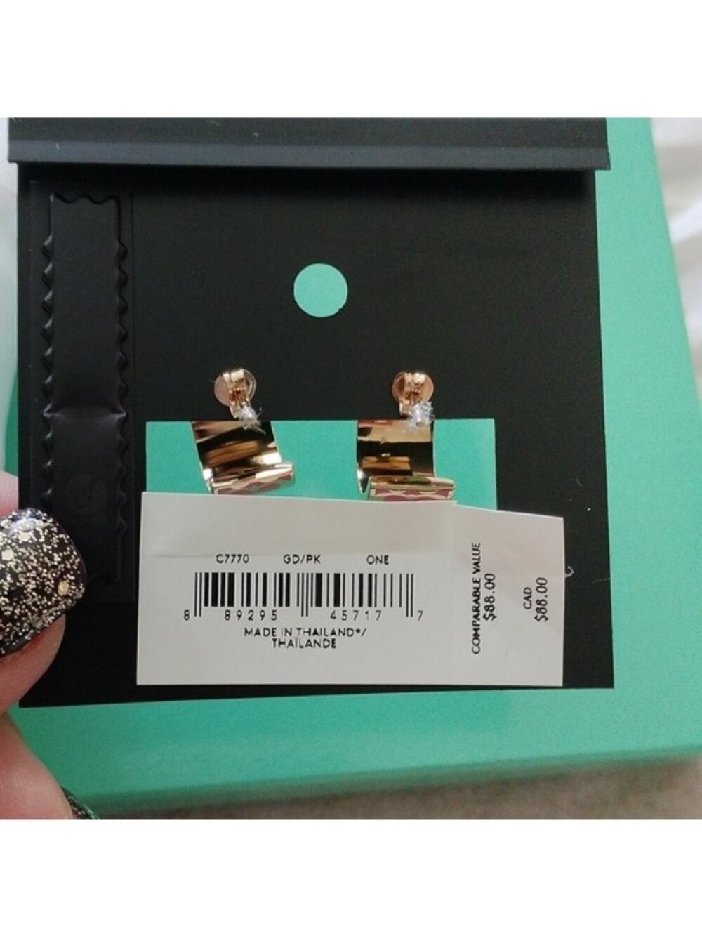 Coach C7770 Signature C Huggies Earrings, Gold/Pink - Picture 2 of 2